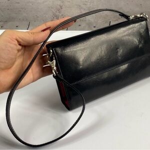 HOBO black leather shoulder clutch wallet with multiple pockets